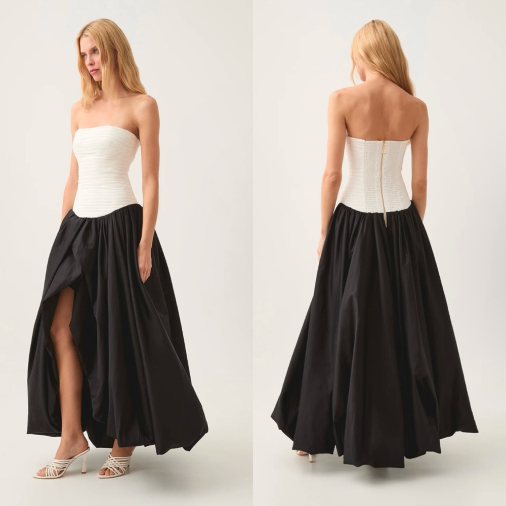 Aje Violette Bubble Hem Maxi Dress in Ivory/black Size US 6 NEW! New with tags!